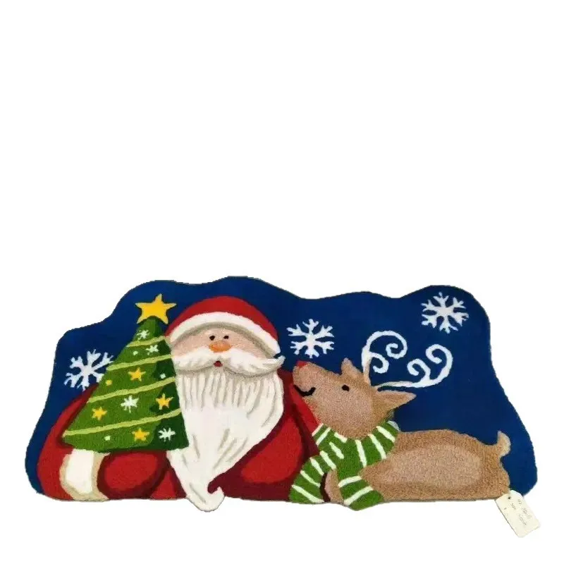 سجادة من الكشمير المقلد لعيد الميلاد لعام 2026، سجادة أرضية مضادة للانزلاق ومقاومة للاهتراء لتزيين باب المدخل والمنزل #6