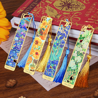 4pcs Metal Bookmarks with Tassel, Golden Van Gogh Monet Oil Painting Theme Cute Book Markers for Reading Women, Book Lovers