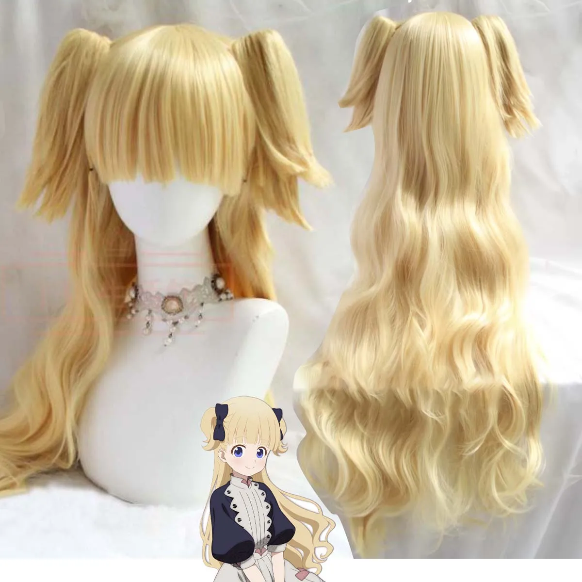 

Женский парик для косплея Emilyko из аниме Shadows House, длинный, золотистый, кудрявый, термостойкий, синтетический