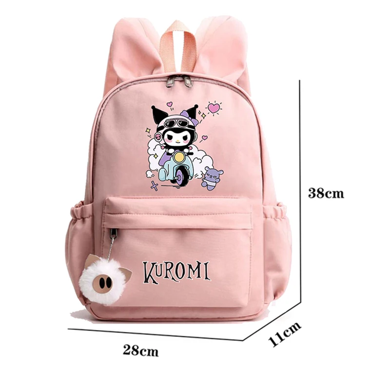 Anime Sanrio Kuromi Backpack Girl Boy Teen Student Rucksack Rabbit Ears Casual School Bag Lunch Bag Children Women Gift Mochilas