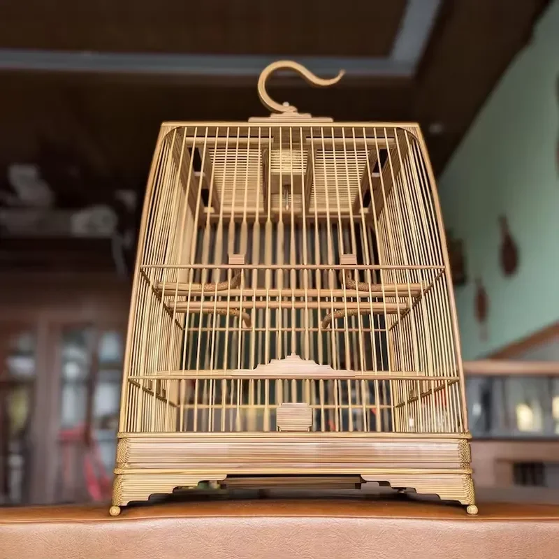 Handcrafted Bamboo Bird Cage Rustic Wooden Birdhouse Feeder Perfect Gift for Bird Lovers DIY Bird Supplies