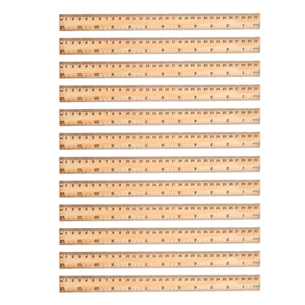 12 Pcs Wooden Ruler School Supply Multifunction Convenient Kids Portable Rulers Multi-function Straight Student Child Office