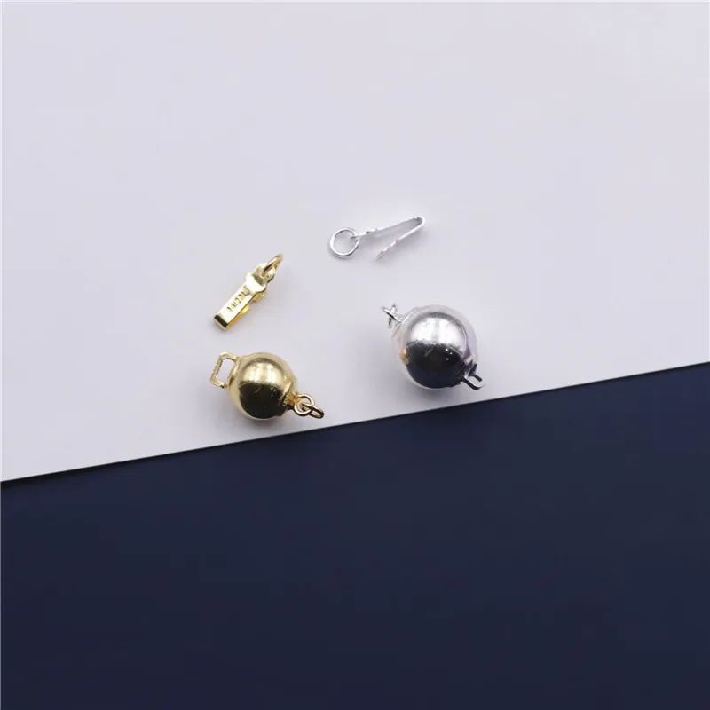 1pc 100% 925 Sterling Silver Round Ball Clasp Hooks 6/8/10mm Bracelets Necklace Clasp Connectors DIY Jewelry Making Accessories