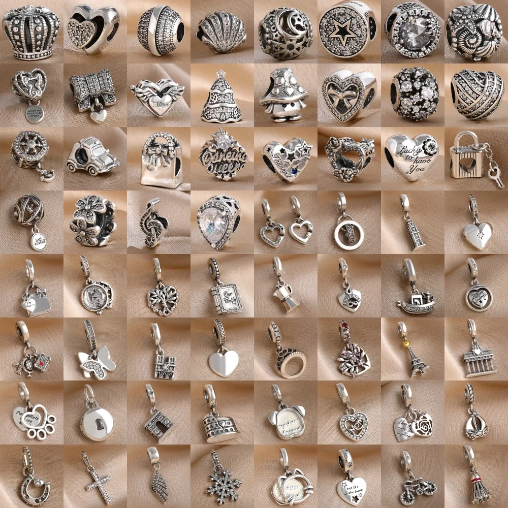 

New 925 Silver Heart Shape,Car,Bead Snowflake,Cat and Dog Pendant Fitting Original Bracelet DIY Accessories exquisite jewelry ﻿