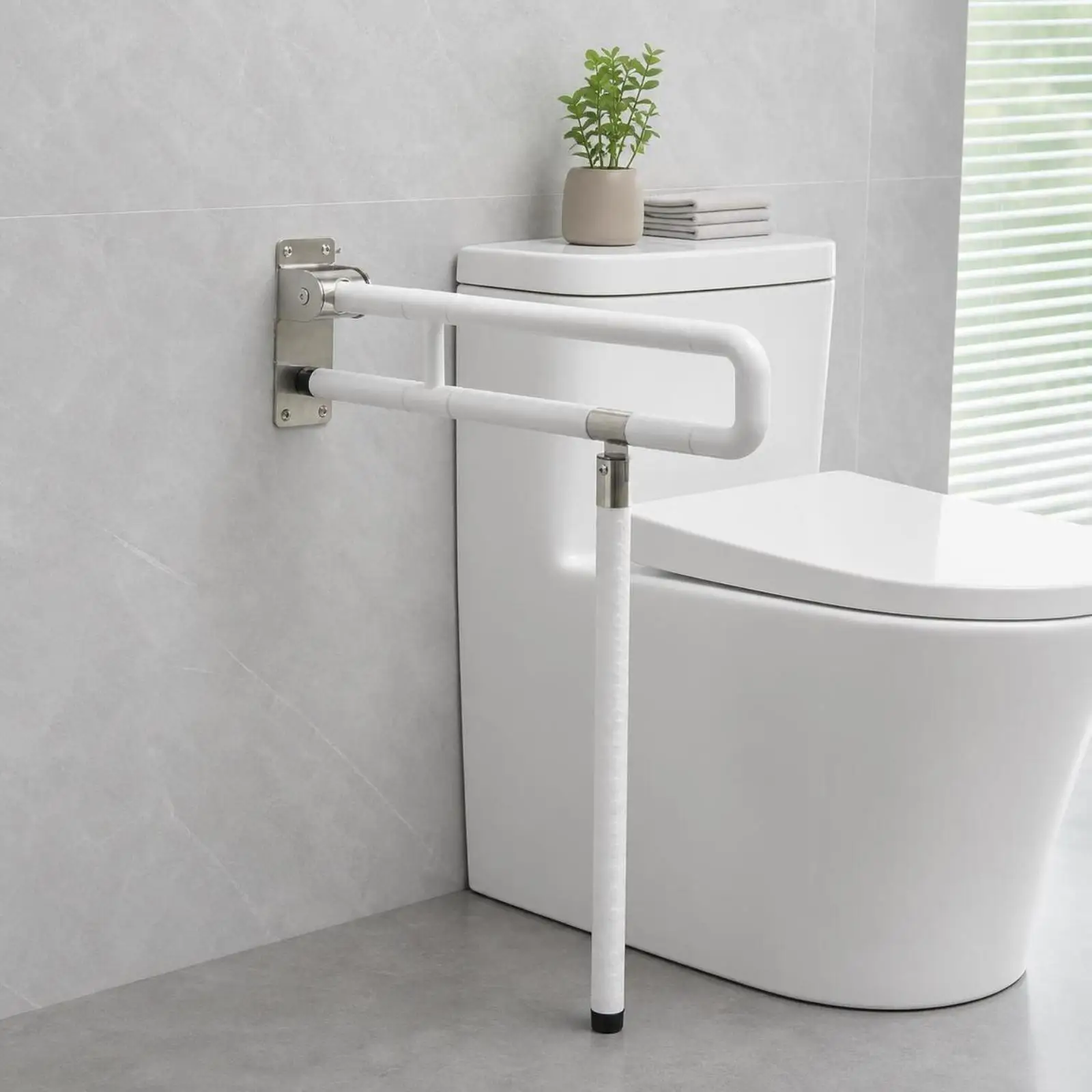 Sturdy Safety Grab Bar for Toilet Stainless Steel Flip Up Shower Rail Wall Mounted Handhold for Disabled Bathroom