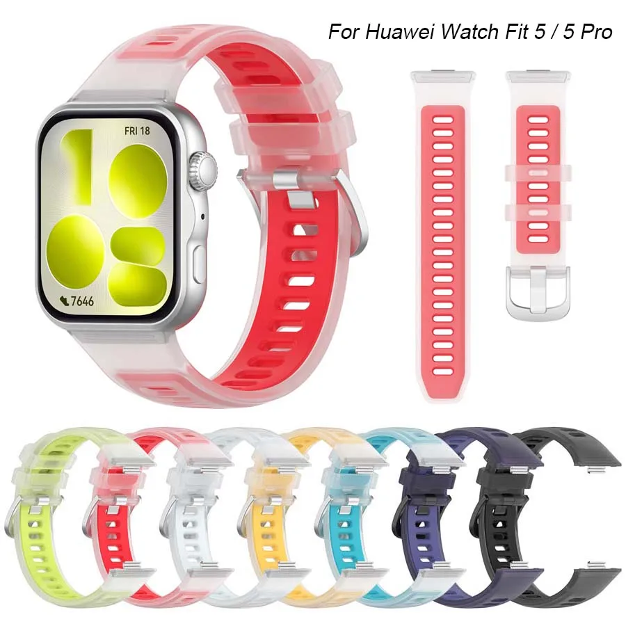 Correa de silicona translúcida para Huawei Watch Fit 5/5 Pro, pulsera de repuesto para Huawei Fit 3/4/4 Pro, correa de reloj inteligente