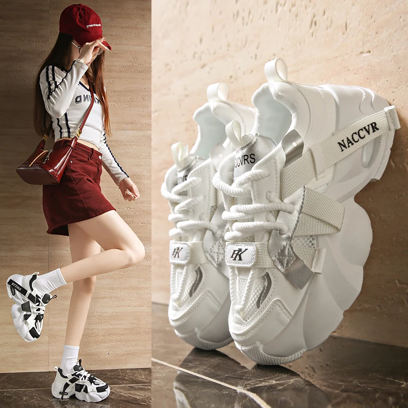 

Women Shoes 2025 New Autumn Trendy Brand Torre Female Thick Sole Increased Casual Flow Reflective Sports Running Trendy Shoes