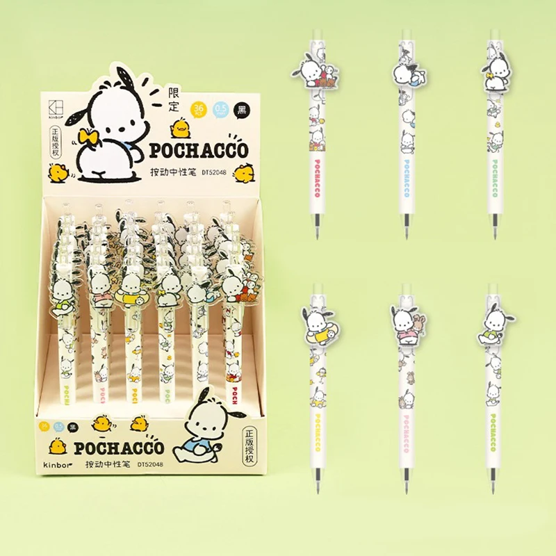 6/36pcs Sanrio Pachacco Gel Pen Student Writing Black Press Ballpoint Pen Office Signature Neutral Pen School Supplies Wholesale