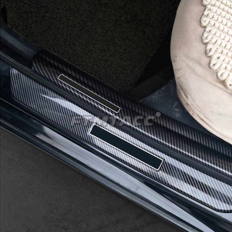 ABS Carbon Fiber Car Door Sill Scuff Plate Guard Protector Cover Trim For BMW 3 5 Series G20 G30 X1 F48 X3 G01 X5 F15 G05 X7 G07