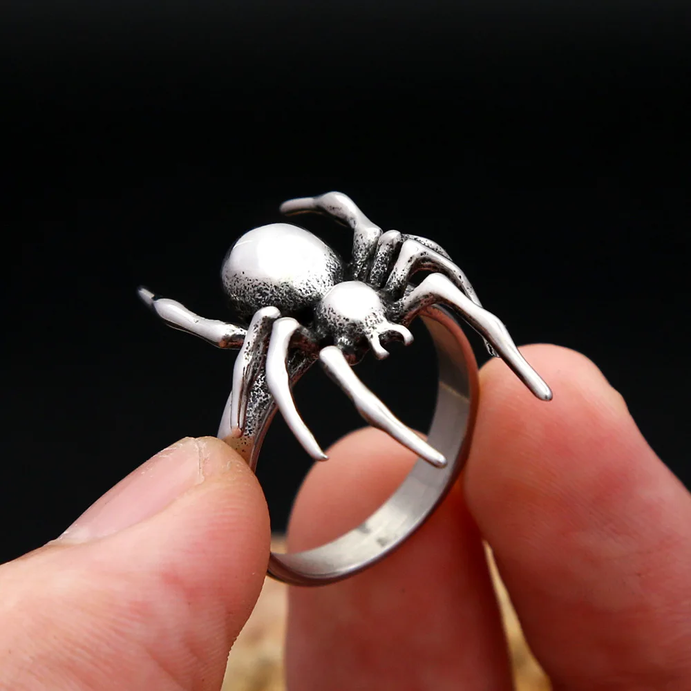 

Punk Rock Spider Ring Popular Charms Stainless Steel Biker Rings for Men Women Vintage Style Animal Jewelry Gifts Dropshipping