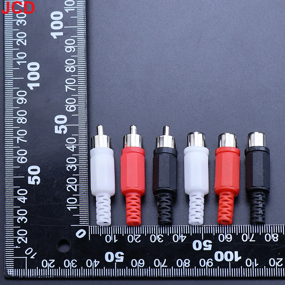 JCD 10/20/50Pcs RCA AV Male Plug Female Socket Lotus Plug Connector With Plastic Shell Welding Adapter For Audio Video Speaker