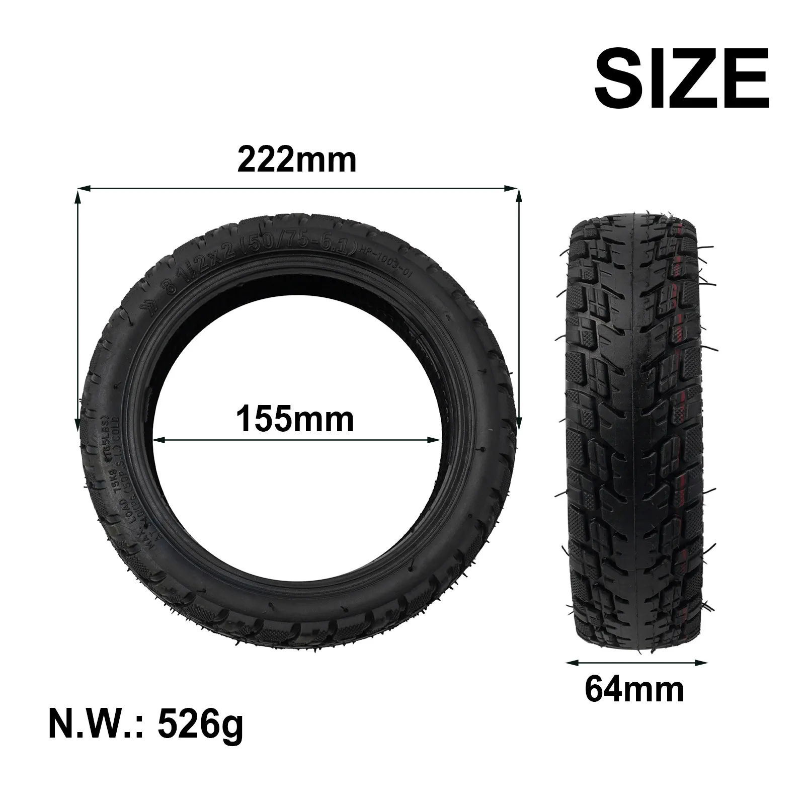 

Tire Tubeless Tyre 8 1/2x2 Off-road Tires Replacement Rubber Scooter Parts Tubeless Tyre Electric Scooter Tire Band New