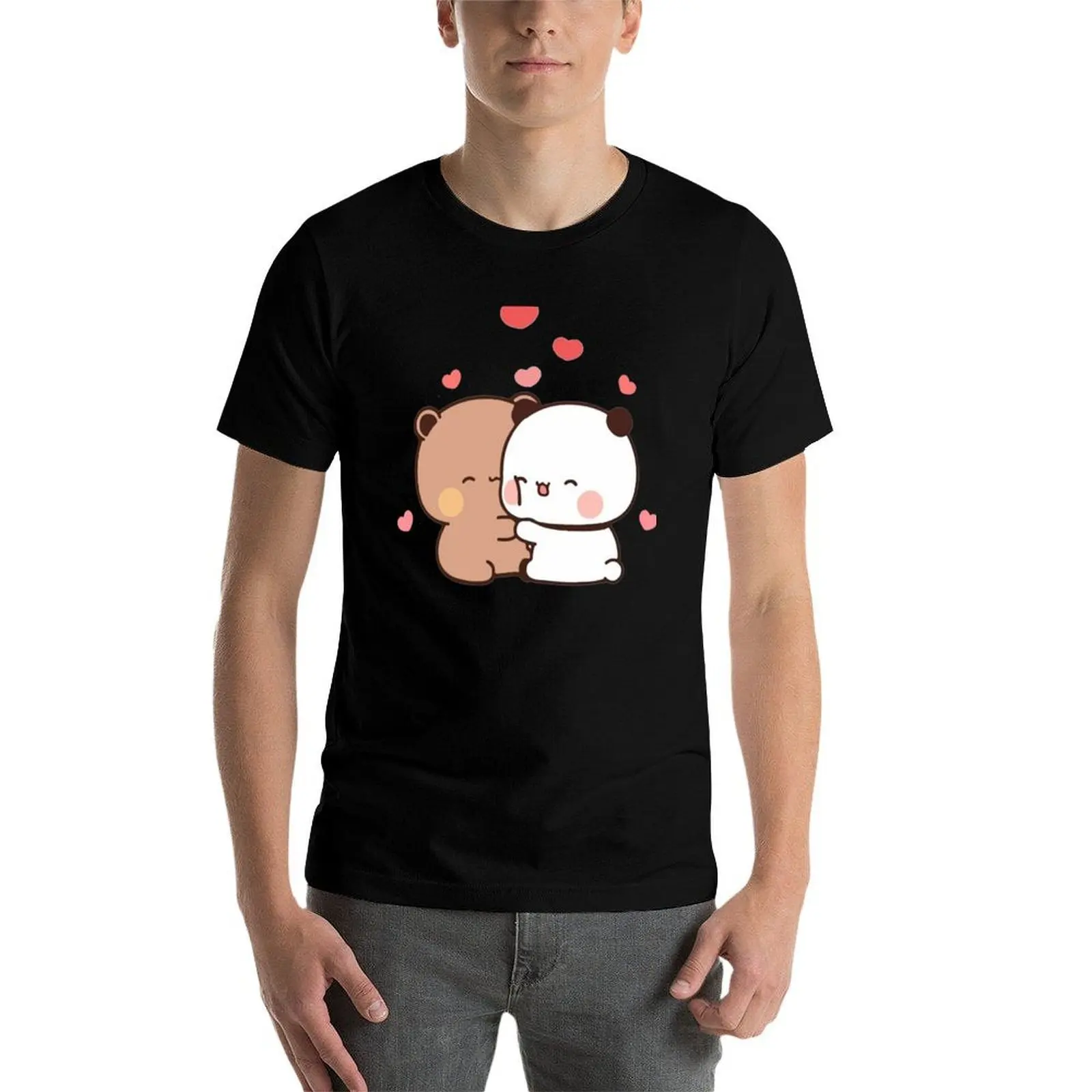 Melocotón y goma oso mochi pareja toma un lindo selfie camiseta hombre camiseta gráfica anime camiseta
