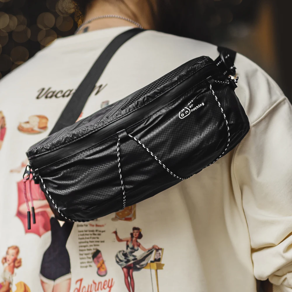 Maden Unisex Style Tactical Adjustable Black Crossbody Bag Outdoor Waist Pack Motorcycle Chest Bag for Cycling Travel Coin Purse
