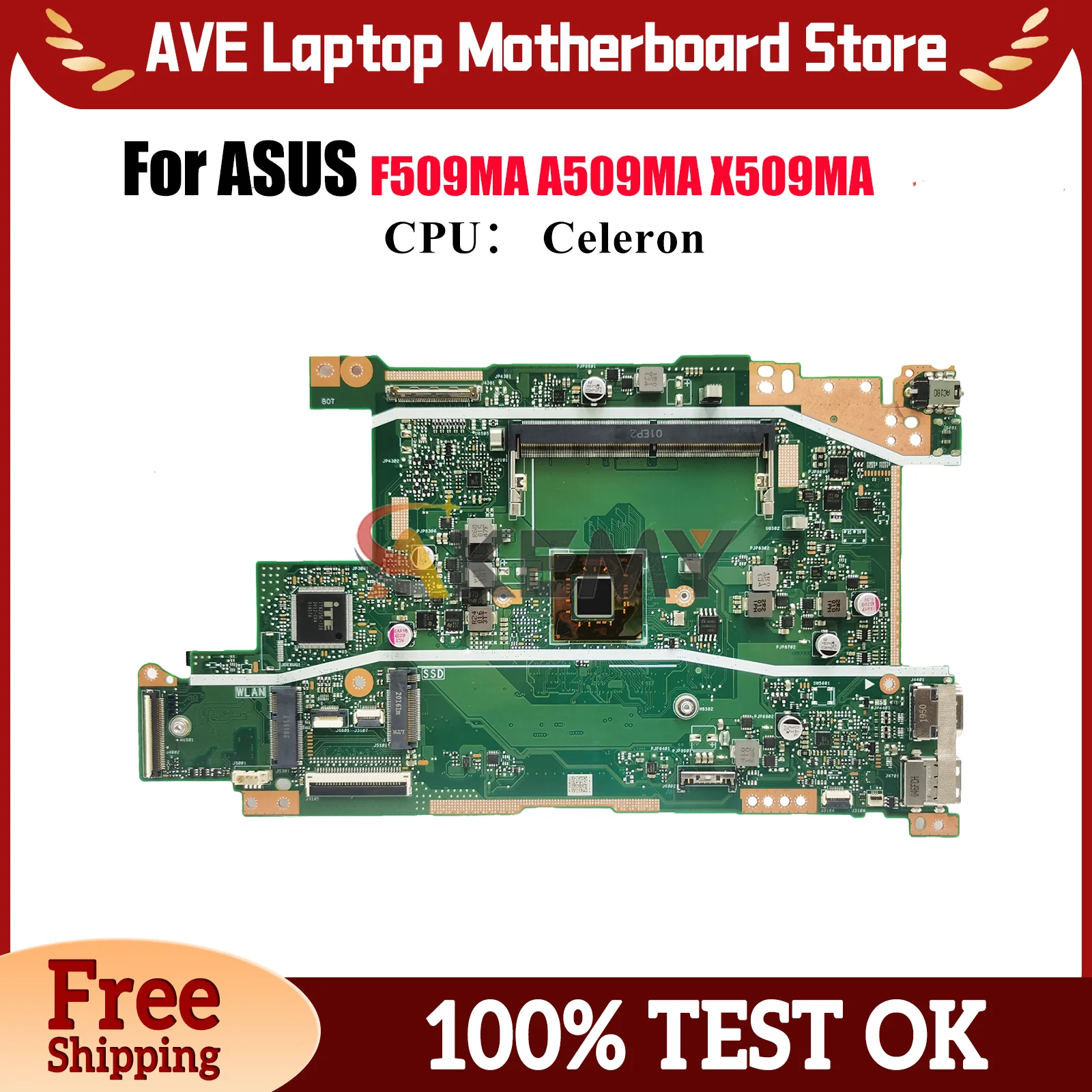 

X509MA Laptop Motherboard For ASUS VivoBook F409MA F509MA A509MA X509M A409MA X509MA Mainboard W/ Celeron CPU tests OK fast ship