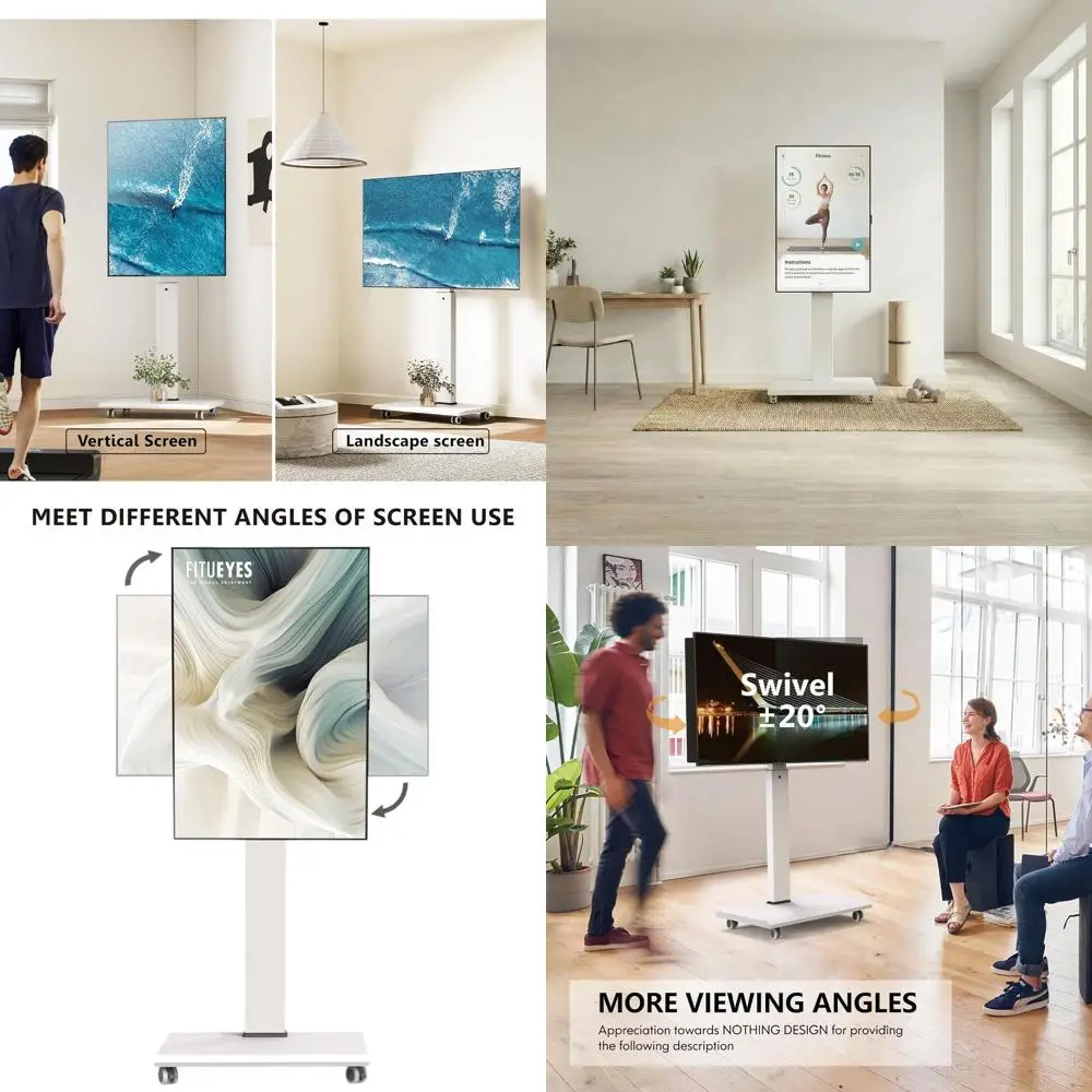 

Передвижная тележка для телевизоров 32-75 дюймов - регулируемая по высоте, поворотная и вращающаяся подставка