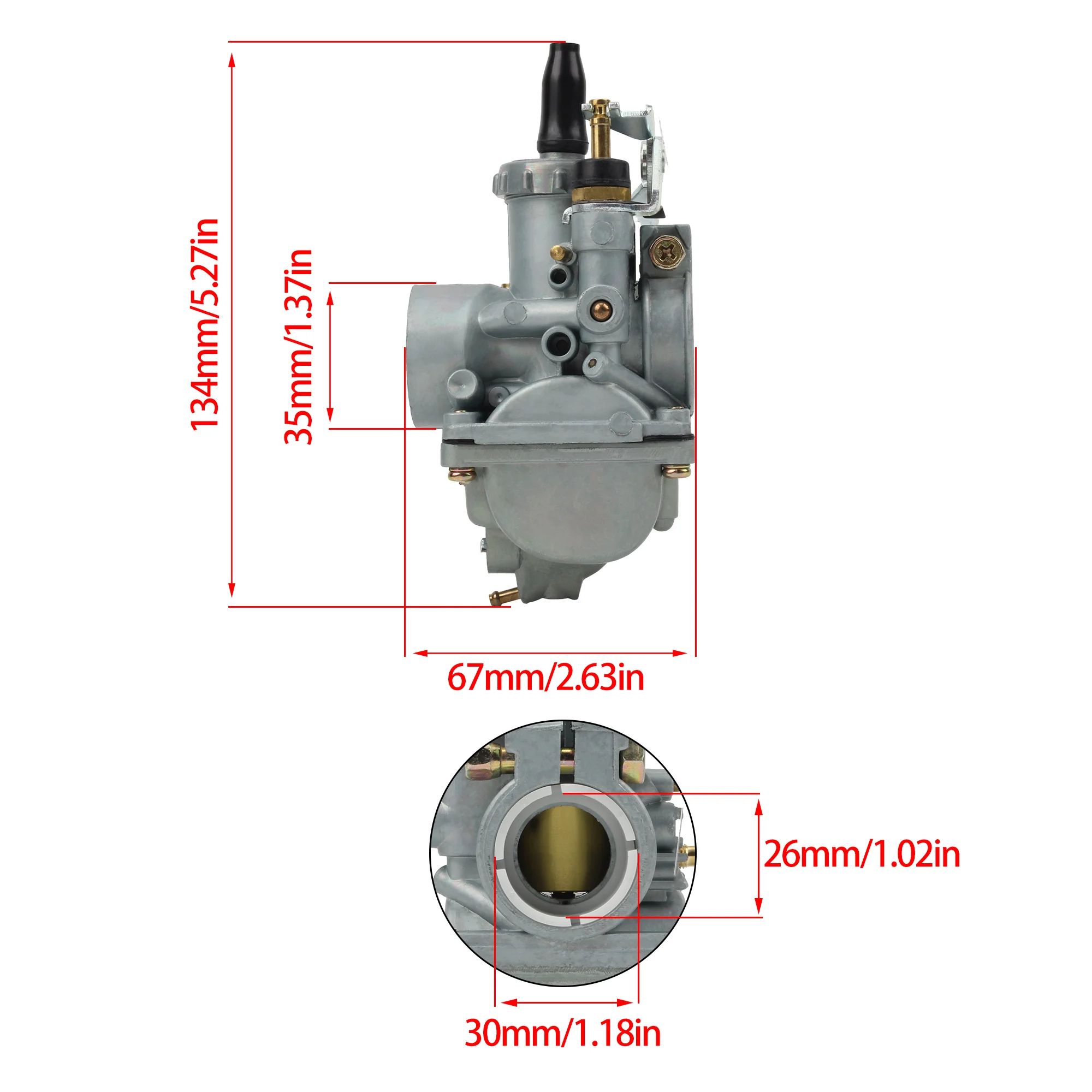 Motorcycle Universal 20mm VM20 Carburetor For 50cc 100cc 125cc Enduro Racing Motocross Dirt Bike ATV UTV Carb Accessories view 6