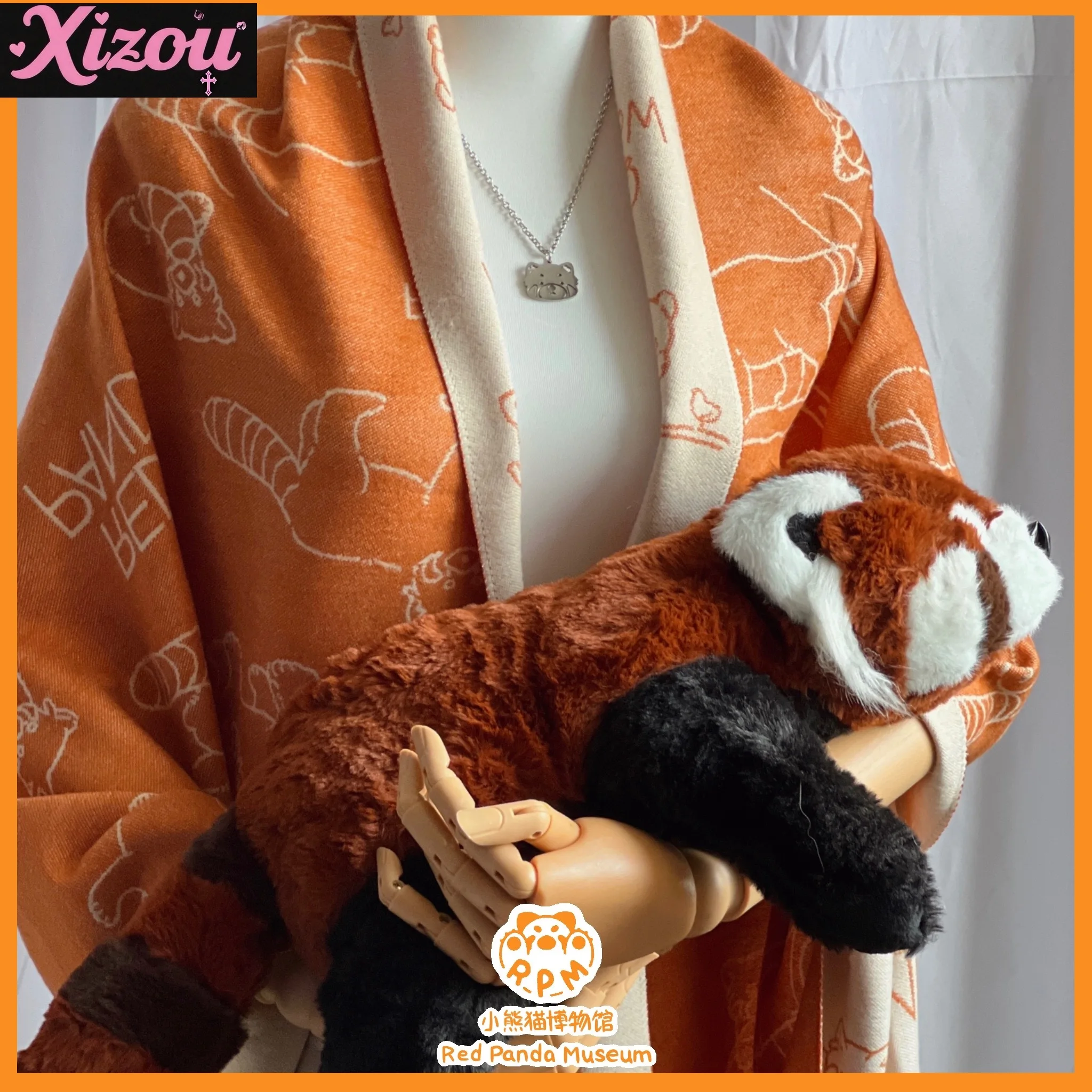 

Japanese cute original winter imitation cashmere cartoon cat scarf shawl double-sided dual-purpose long style versatile unisex