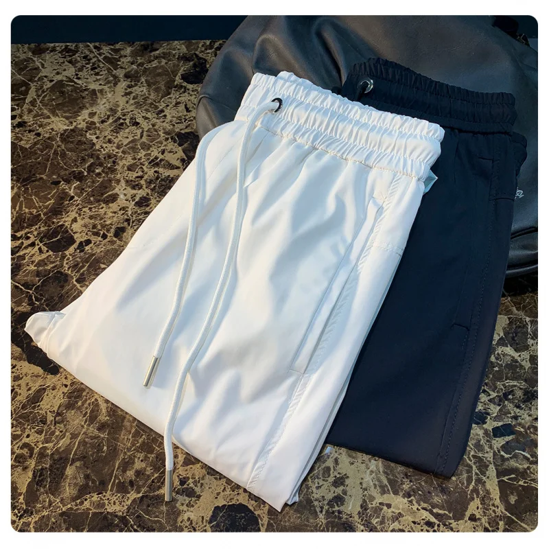 

Summer thin sports quick drying pants for men's fashion trend, elastic slim fit, breathable casual pants