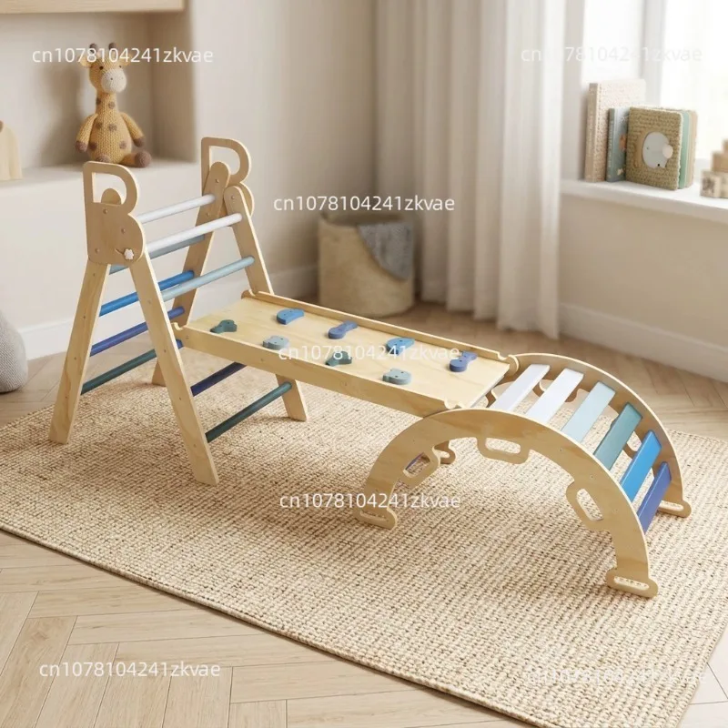 Wooden Indoor Climbing Frame Foldable Triangle Physical Training Activity Structure