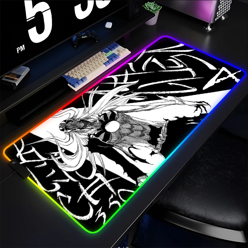 

RGB Mouse Pad Anime Gaming Accessories Mousepad Gamer PC Completo Computer Cool Bleach Keyboard Pad LED Desk Mat For Best Gift