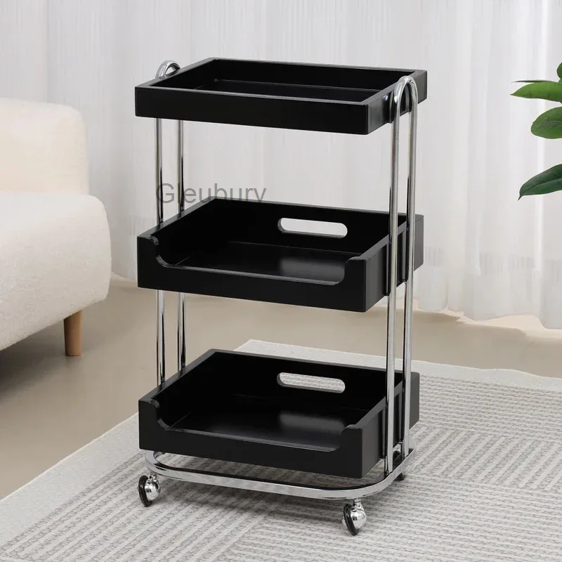 Luxury Cream Wind Light Style Beauty Salon Special Tool Trolley Manicure Embroidery Skin Management Trolley Mobile Shelves
