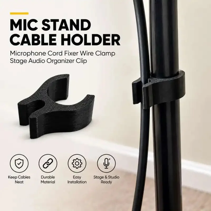 Microphone Stand Cord Clamp Wire Holder Cable Fixing Clip Stage Recording Accessory