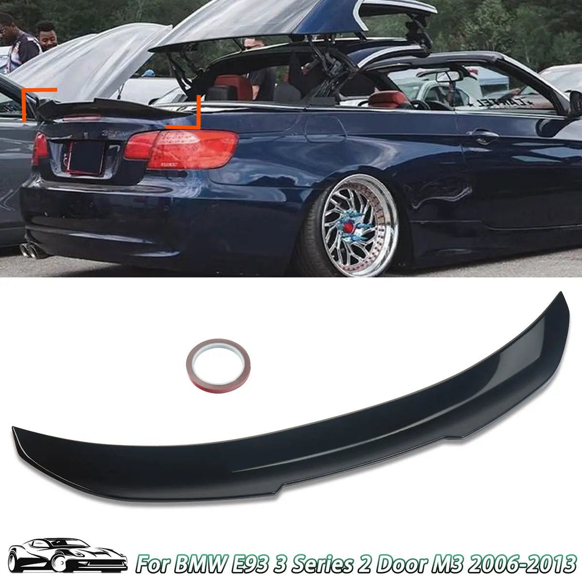 Image of SAIQINGSP Ducktail Spoiler PSM Style Heckspoiler für BMW 3er Serie 2006 2007 2008 2009 2010 2011 2012 2013 E93 328i 335i M3 2-Türer Dachspoiler Autozubehör