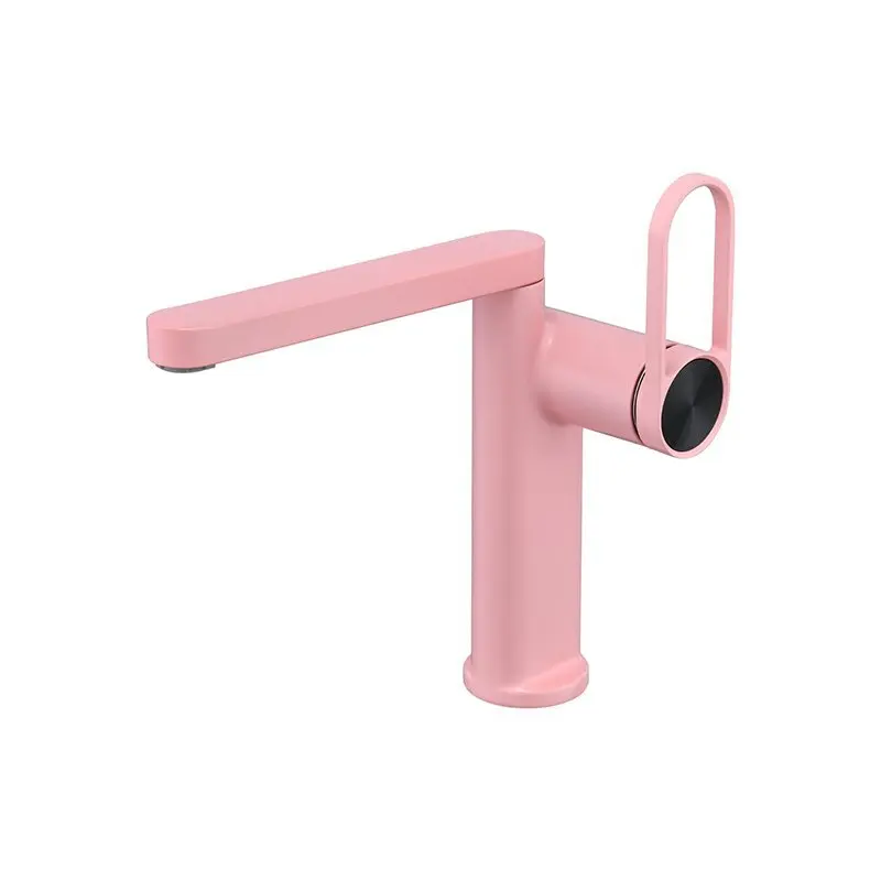 

Pink Bathroom Basin Faucet Gray Sink Faucet Single Lever hot and cold Rotation Crane Brass Sink mixer Black Chrome Tap