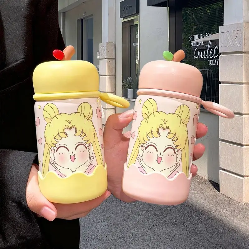 

Сейлор Мун Цукино Усаги аниме милый мини креативный изысканный термос из нержавеющей стали 316, карманная чашка для воды с тянущим кольцом