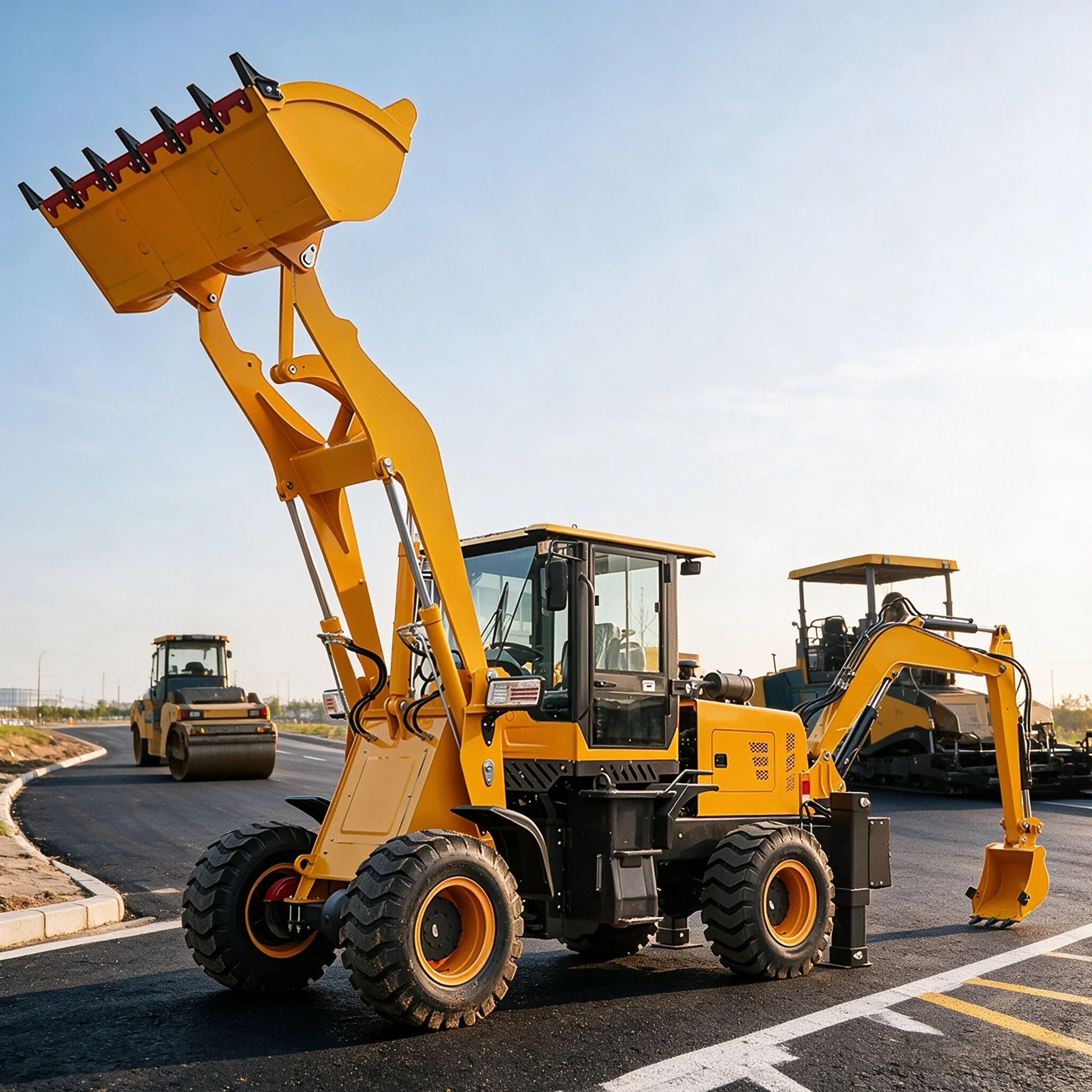 Tractor Backhoe - Reliable performance enclosed cab commercial backhoe