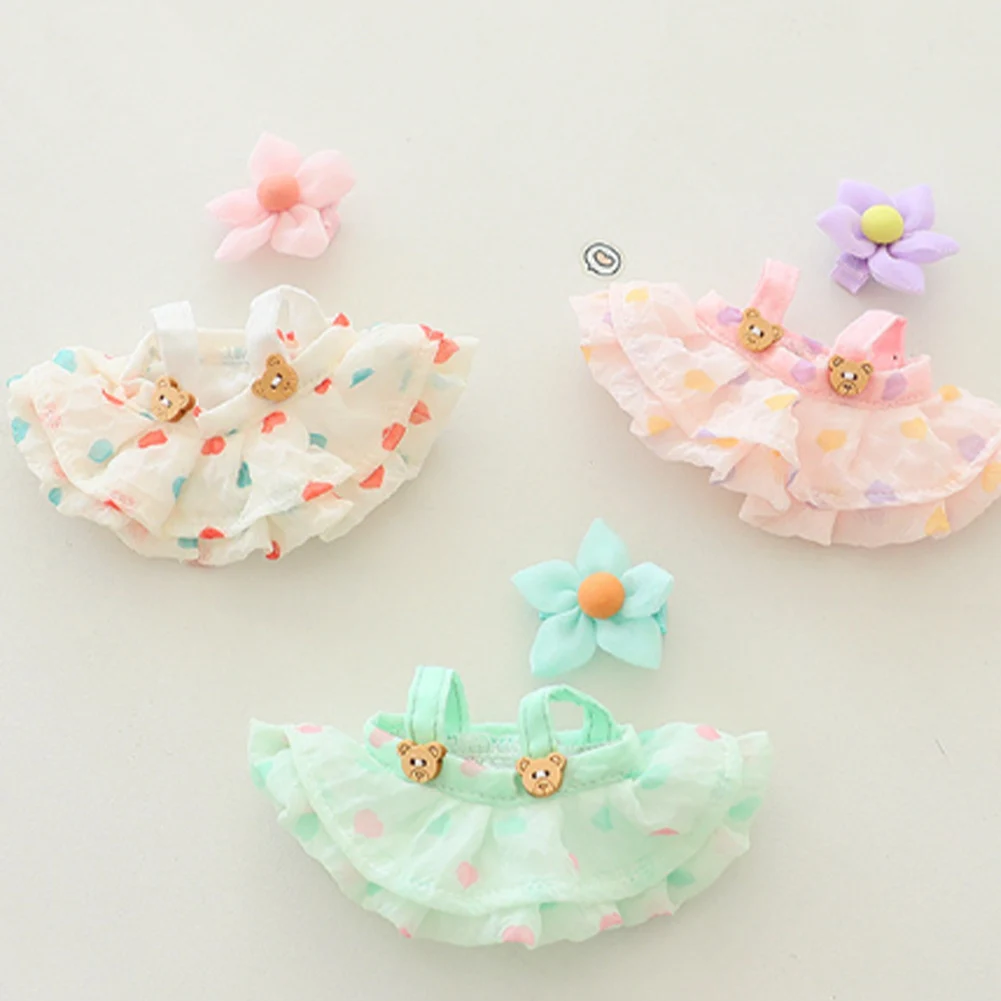 Dla 17cm Labubu Mini Doll Clothes Outfit Miękki sweter z dzianiny Garnitur Siedząca impreza JK Plisowana spódnica Zestaw Kawaii Bear Dress DIY Toy