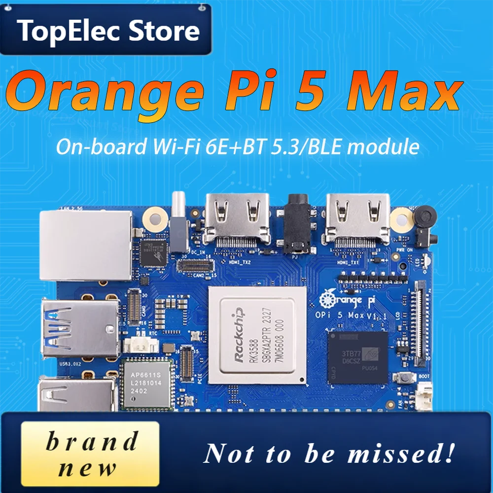 TopElec Opi 5 Max 8G/16G RAM Orange Pi LPDDR5 Rockchip RK3588 Development Board M.2 PCIE 2.5G LAN WiFi+BT OrangePi Board Compute