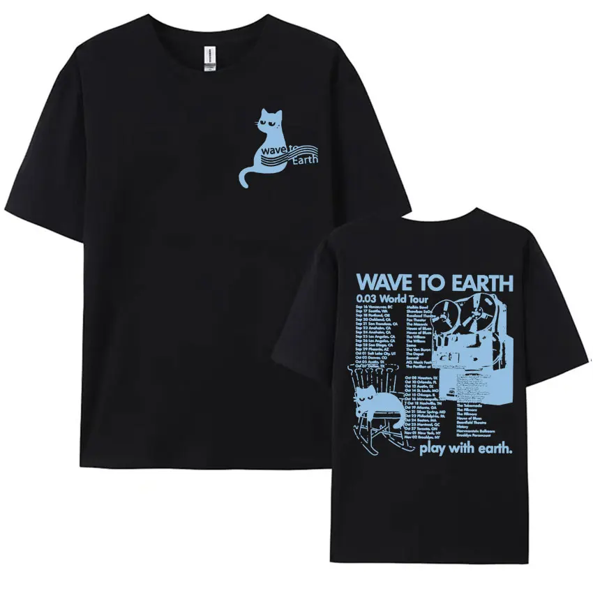 Wave To Earth Cat 0.03 World Tour New Album T Shirt Unisex Fashion Aesthetic Clothing T-shirts Men Vintage Casual Cotton T-shirt