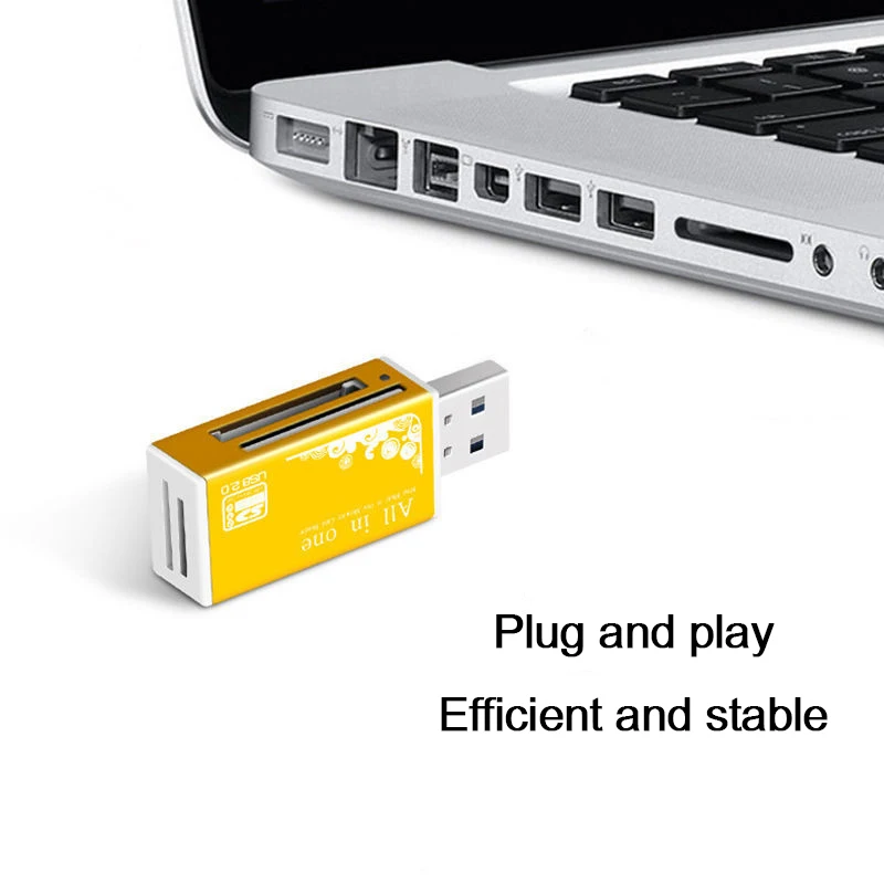 1 Uds lector de tarjetas de aleación 4 puertos USB2.0 Micro SD TF M2 MS Pro Duo MMC SDHC DV adaptador de tarjeta de memoria para cámara de teléfono