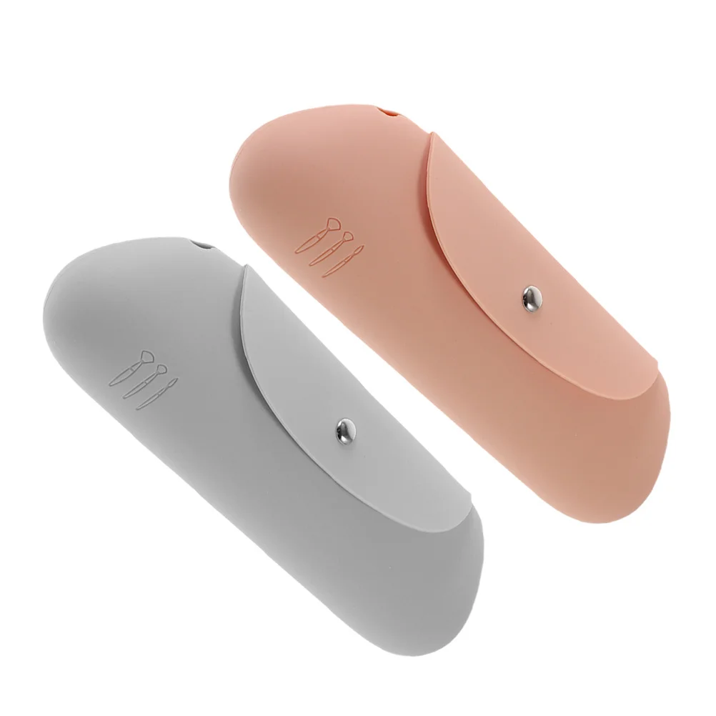 

2Pcs Silicone Makeup Brush Storage Bag Portable Travel Pouch Organizer Small Compact Women Use Makeup Brush Holder Travel