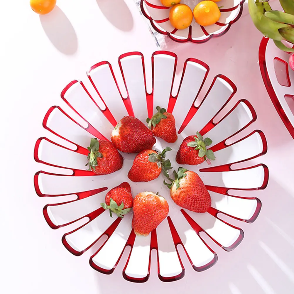 

Household Plastic Fruit Salad Plate Bowl Snack Container Red Premium Smooth Edges Practical for Home Restaurant Cafe
