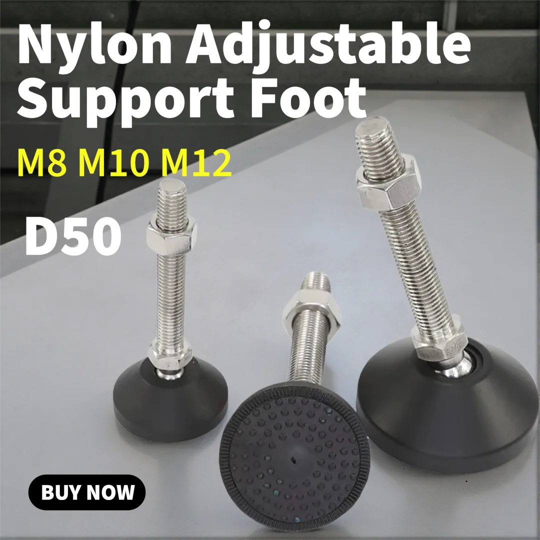 2/4Pcs D50 Nylon Universal Furniture Foot Cup Galvanized Steel Ball Head Rotating Base Adjustable Furniture Foot Pad M8 M10 M12