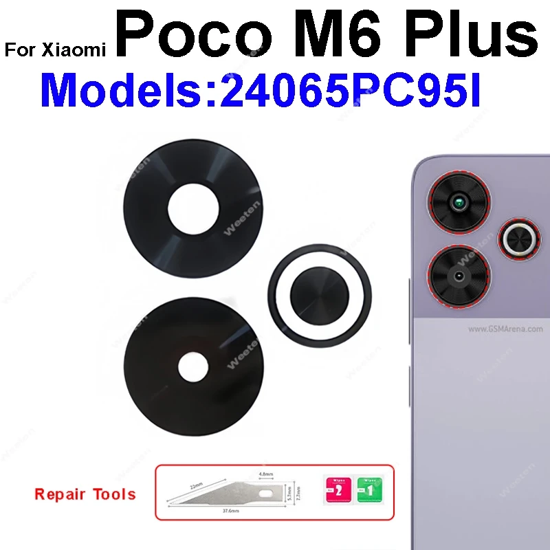 عدسة زجاجية للكاميرا لهاتف Xiaomi Poco M6 X7 F6 F7 Pro Plus 4G 5G عدسة خلفية مع ملصق لاصق استبدال قطع الغيار الصغيرة