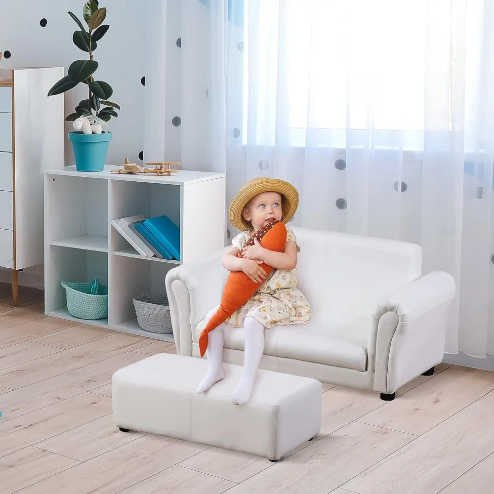 Qaba-Juego de sofá con reposapiés para niños pequeños y bebés, sofá para niños, sala de juegos, guardería, sala de estar, muebles de dormitorio