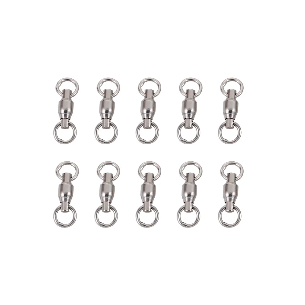 

10pcs With Double Rings Fishing Accessories Hooks Rolling Stainless Steel Ball Bearing Solid Ring Fishing Connector Swivel Ring