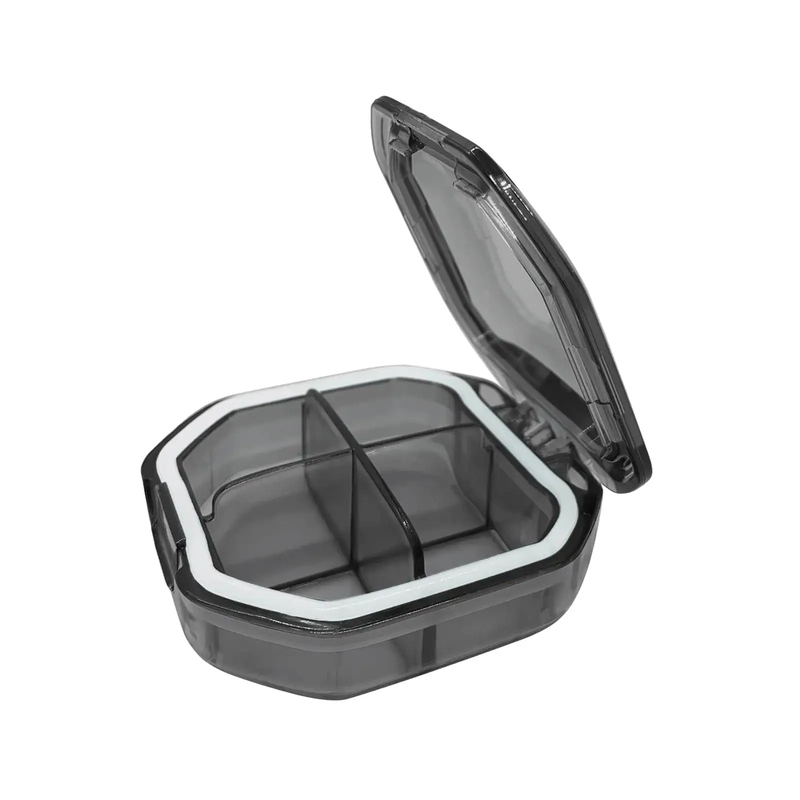 

3xTravel Pill Organizer with Divider Small Pill Container for Bag Purse Pocket Gray Sqaure