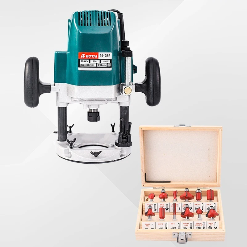 2200W Electric Trimmer Kit Wood Router Machines 6-Speed Adjustable Milling Machine Home DIY Power Tool for Woodworking Household