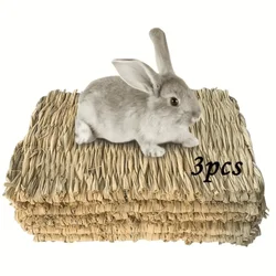 Handmade Woven Rabbit Grass Mat, Hamster Piggy Guinea Pig Hutch Pad, Rabbit Grass Nest, Pet Weaving Bed Mat And Chew Toy