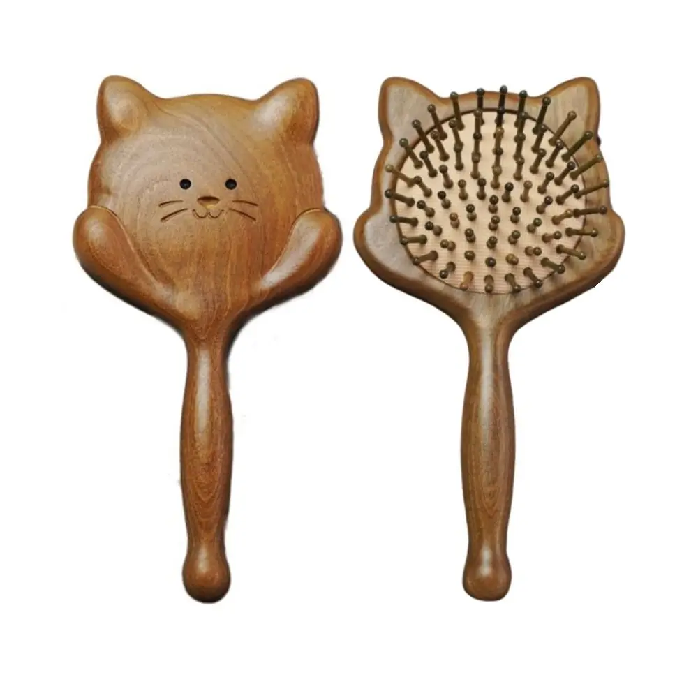 

Cute Air Cushion Hair Comb Anti Static Exquisite Scalp Massage Comb Long Handle Cat Shaped Sandalwood Airbag Comb for Women Men