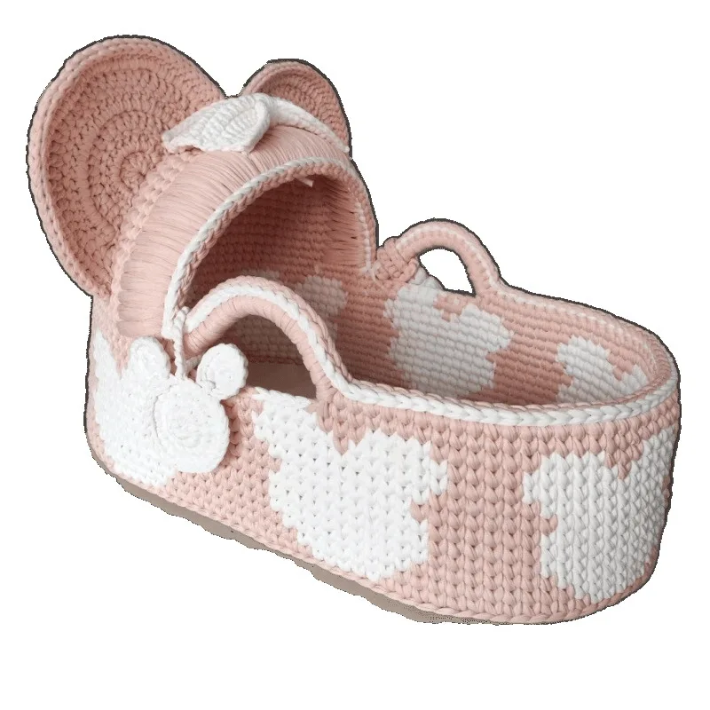 

Hand woven material package ins cloth strip line newborn cradle bed DIY cradle rough wool baby healthy sleep