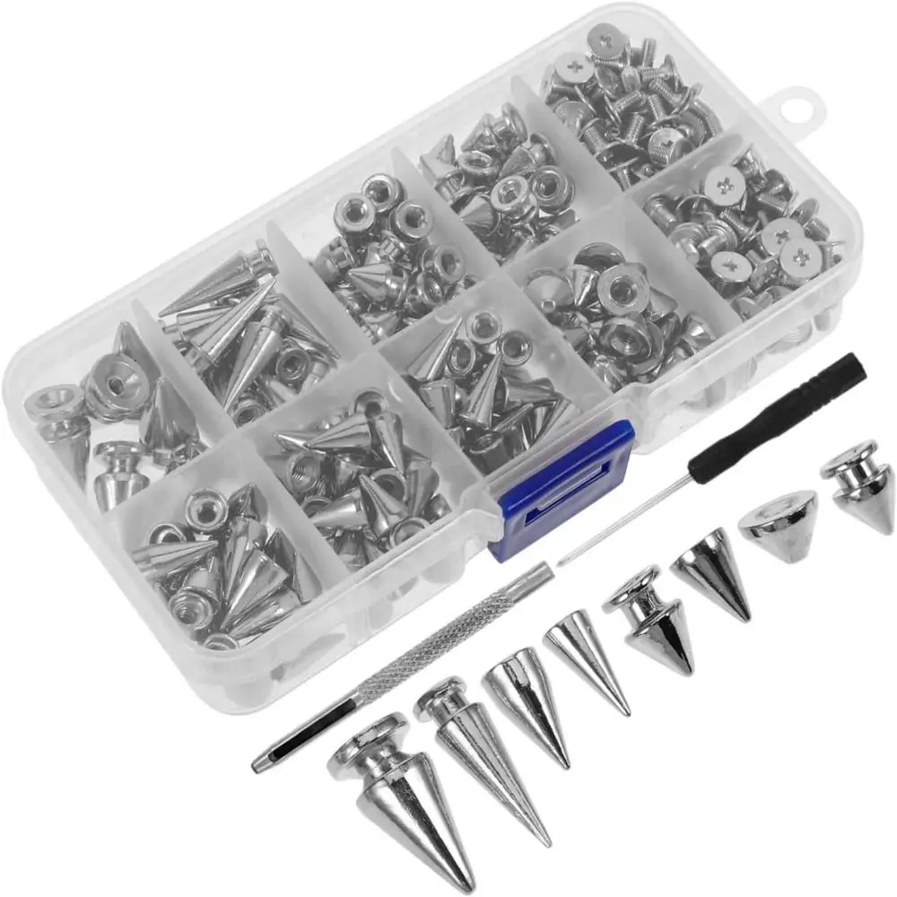 

359Pcs 8 Sizes Punk Spikes and Studs Kit Wear-resistant Easy To Install Clothing Studs Widely Use Cool Cone Spikes Kit