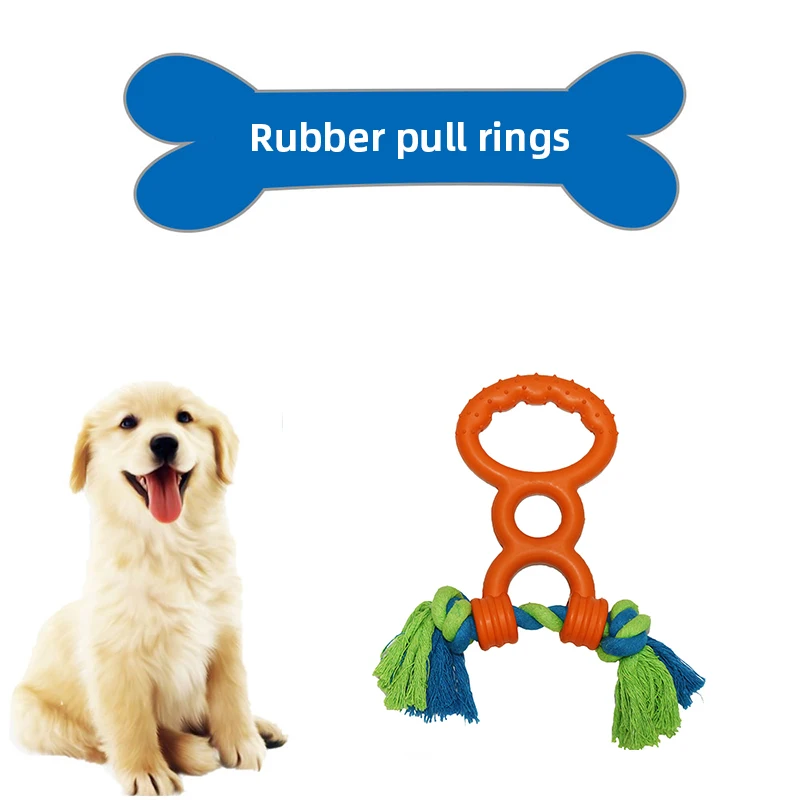 

Dog Toy Rubber Pull Ring Grinding Teeth Bite-resistant Chewing Interactive Knot Toy Throwing Outdoor Training Pet Toy