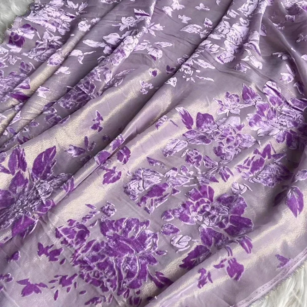2 Designs Nice Large Flowers Luxury Comfortable Good Texture Silk Burn Out Velvet Fabric for Women Cloth Evening Dress Garment