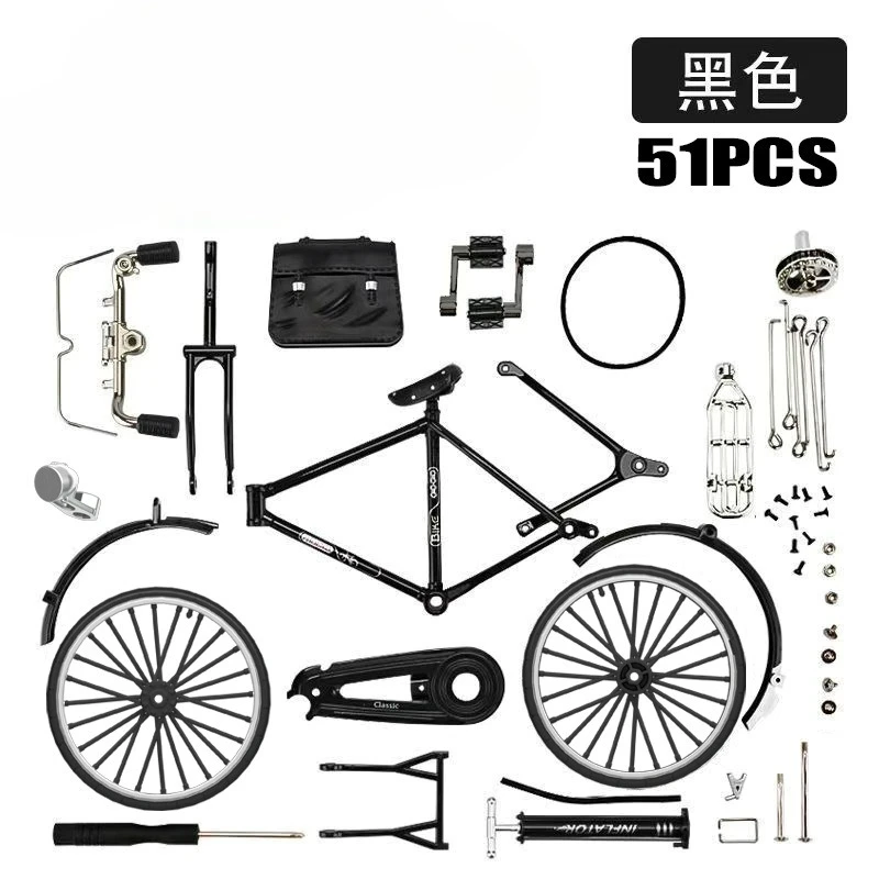 Simple Retro Disassembly and Assembly Version Alloy Bicycle Model Assembly Ornament Bicycle 1:10 Model